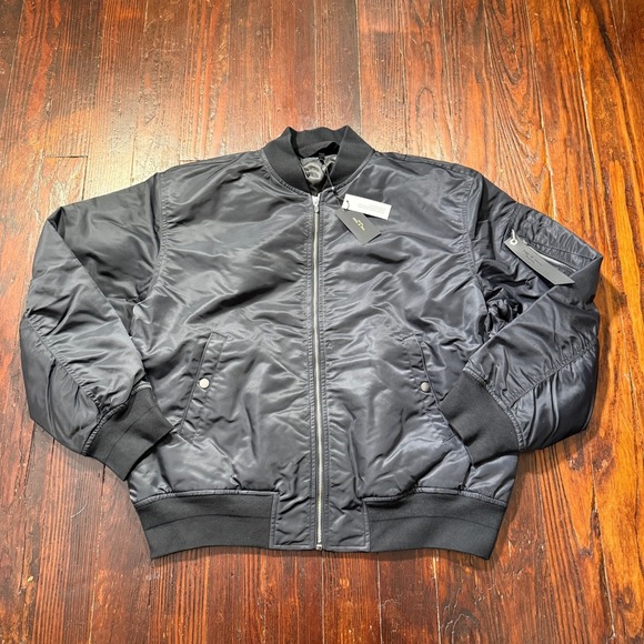 rag & bone Other - RAG & BONE Bomber Jacket Mens Large Black Zip Up Recycled Nylon Mason $598